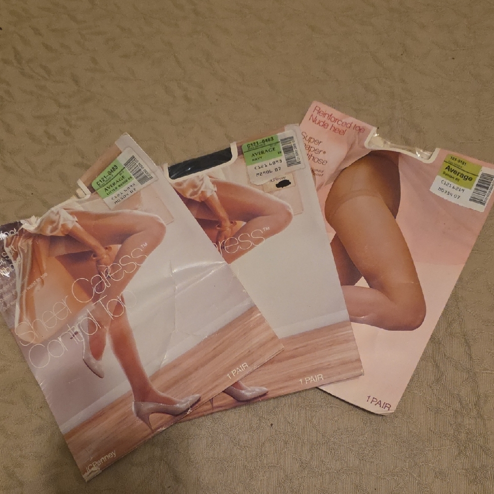 JC Penney Pantyhose Average Size New 3 Pairs